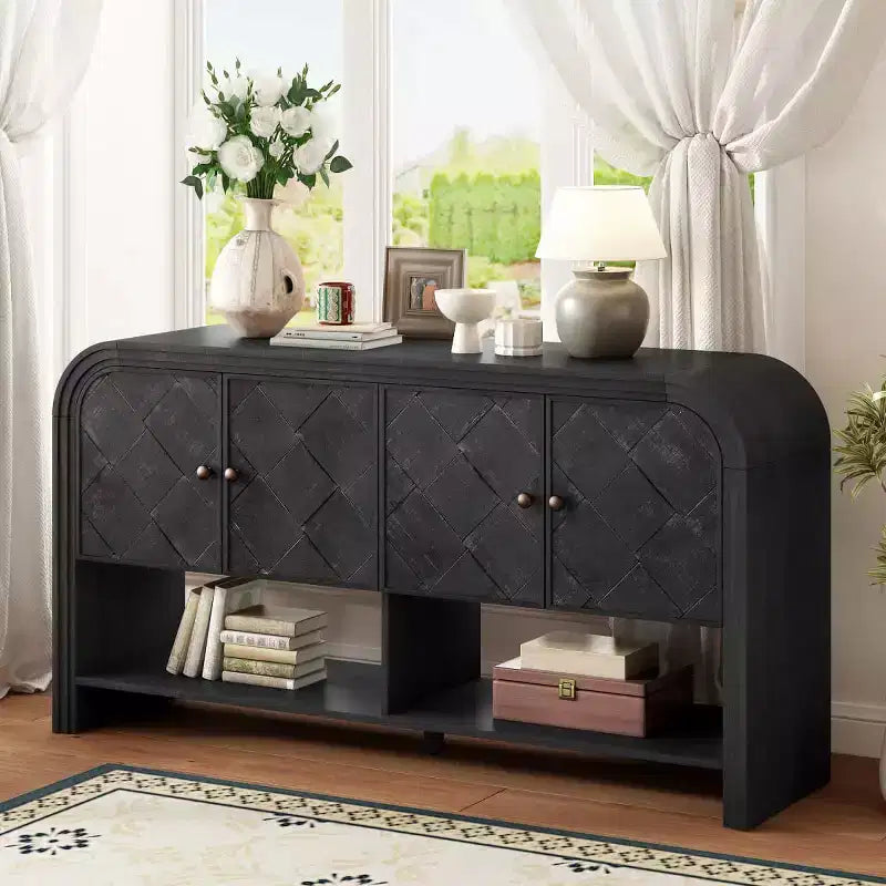 Meuble console moderne 60" avec rangement, table d'entrée avec coins arrondis pour couloir ou salon - Panipeachy