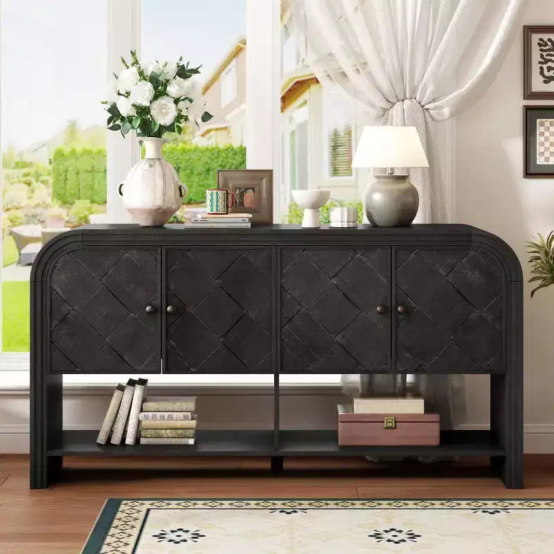 Meuble console moderne 60" avec rangement, table d'entrée avec coins arrondis pour couloir ou salon - Panipeachy
