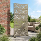 MAYEERTY Star 01 Séparateur de pièces en acier galvanisé gris olive, 72x35x16, Brise-vue 6 panneaux pour terrasse et jardin