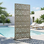 MAYEERTY Star 01 Séparateur de pièces en acier galvanisé gris olive, 72x35x16, Brise-vue 6 panneaux pour terrasse et jardin