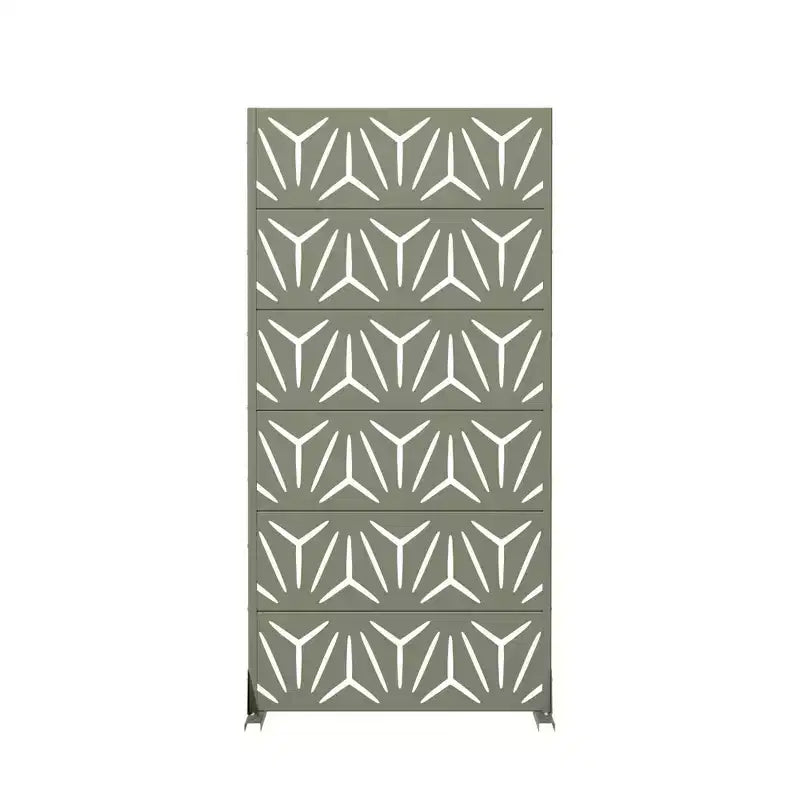 MAYEERTY Star 01 Séparateur de pièces en acier galvanisé gris olive, 72x35x16, Brise-vue 6 panneaux pour terrasse et jardin