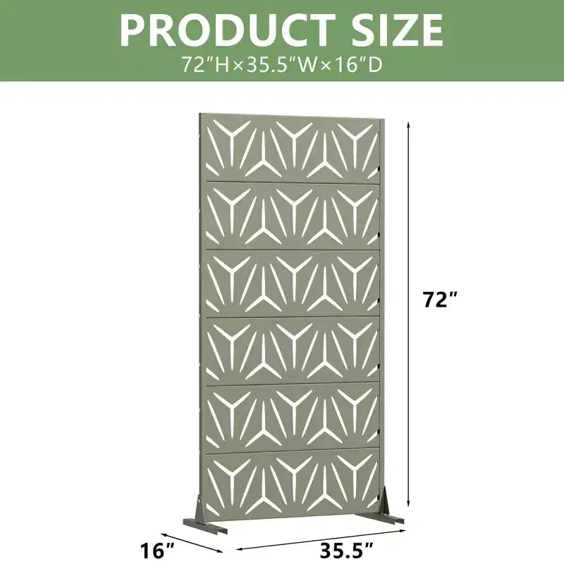 MAYEERTY Star 01 Séparateur de pièces en acier galvanisé gris olive, 72x35x16, Brise-vue 6 panneaux pour terrasse et jardin