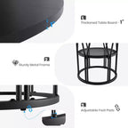 Table à manger ronde pour 4-6 personnes, table de cuisine circulaire de 120 cm avec étagère de rangement et cadre métallique robuste, table de dîner moderne pour cuisine, salon, bureau