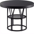 Table à manger ronde pour 4-6 personnes, table de cuisine circulaire de 120 cm avec étagère de rangement et cadre métallique robuste, table de dîner moderne pour cuisine, salon, bureau