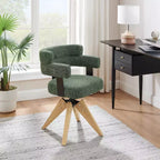 Chaise de bureau Art Leon sans roulettes, Fauteuil pivotant moderne du milieu du siècle, Chaise d'appoint rembourrée en tissu avec pieds en bois de chêne