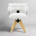 Chaise de bureau Art Leon sans roulettes, Fauteuil pivotant moderne du milieu du siècle, Chaise d'appoint rembourrée en tissu avec pieds en bois de chêne