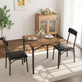 Dining Table Set for 2, 3 Piece Kitchen Table and Chairs Set Square Dining Table, Space Saving Dining Room Furniture, Rustic Brown