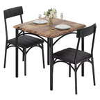 Ensemble table et chaises de salle à manger pour 2, 3 pièces, table à manger carrée, meubles de salle à manger peu encombrants, marron rustique