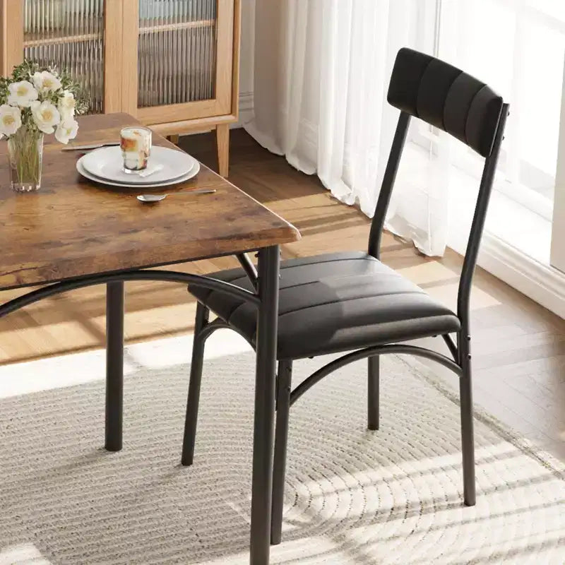 Ensemble table et chaises de salle à manger pour 2, 3 pièces, table à manger carrée, meubles de salle à manger peu encombrants, marron rustique