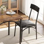 Ensemble table et chaises de salle à manger pour 2, 3 pièces, table à manger carrée, meubles de salle à manger peu encombrants, marron rustique