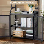 Étagère à Livres, Bibliothèque Industrielle, Étagère de Présentation en Bois avec Cadre Métallique, Unité d'Étagères de Rangement au Sol pour Chambre à Coucher, Salon, Bureau à Domicile