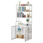 Étagère à Livres, Bibliothèque Industrielle, Étagère de Présentation en Bois avec Cadre Métallique, Unité d'Étagères de Rangement au Sol pour Chambre à Coucher, Salon, Bureau à Domicile