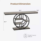 Console industrielle 55, table de canapé étroite à 5 niveaux avec cadre en métal et étagères de rangement multifonctionnelles pour salon et couloir