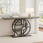 Console industrielle 55, table de canapé étroite à 5 niveaux avec cadre en métal et étagères de rangement multifonctionnelles pour salon et couloir