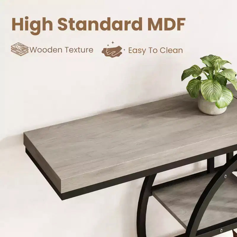 Console industrielle 55, table de canapé étroite à 5 niveaux avec cadre en métal et étagères de rangement multifonctionnelles pour salon et couloir