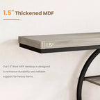 Console industrielle 55, table de canapé étroite à 5 niveaux avec cadre en métal et étagères de rangement multifonctionnelles pour salon et couloir
