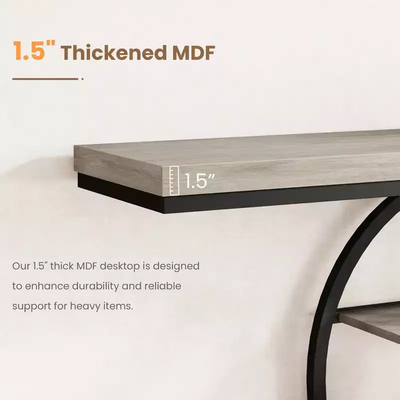 Console industrielle 55, table de canapé étroite à 5 niveaux avec cadre en métal et étagères de rangement multifonctionnelles pour salon et couloir