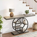 Console industrielle 55, table de canapé étroite à 5 niveaux avec cadre en métal et étagères de rangement multifonctionnelles pour salon et couloir