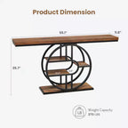 Console industrielle 55, table de canapé étroite à 5 niveaux avec cadre en métal et étagères de rangement multifonctionnelles pour salon et couloir
