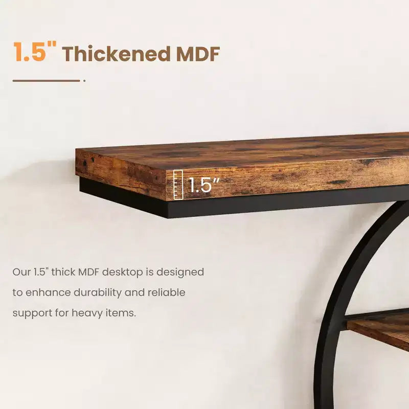 Console industrielle 55, table de canapé étroite à 5 niveaux avec cadre en métal et étagères de rangement multifonctionnelles pour salon et couloir