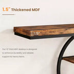 Console industrielle 55, table de canapé étroite à 5 niveaux avec cadre en métal et étagères de rangement multifonctionnelles pour salon et couloir