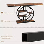 Console industrielle 55, table de canapé étroite à 5 niveaux avec cadre en métal et étagères de rangement multifonctionnelles pour salon et couloir