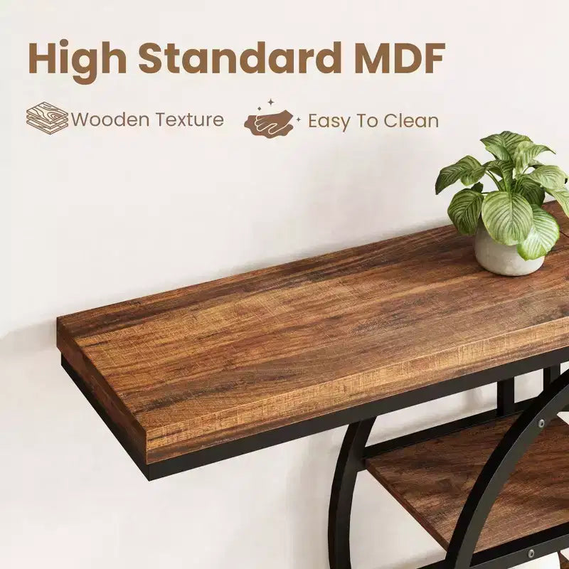 Console industrielle 55, table de canapé étroite à 5 niveaux avec cadre en métal et étagères de rangement multifonctionnelles pour salon et couloir