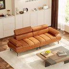 Canapé-lit 3 places en similicuir 86,6 po – Canapé-futon convertible avec dossier réglable et design divisé – Marron