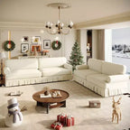 Ensemble de canapés GDFStudio Belmont de style moderne du milieu du siècle avec accoudoirs arrondis et jupe plissée