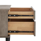 Table de chevet Sutro Mid-Century Modern avec 2 tiroirs et pieds noirs - Gris/Noir - iNSPIRE Q