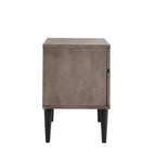 Table de chevet Sutro Mid-Century Modern avec 2 tiroirs et pieds noirs - Gris/Noir - iNSPIRE Q