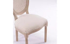 Lot de 2 chaises de salle à manger rembourrées, assise en tissu de lin de style français, chaises d'appoint pour cuisine ou salle à manger
