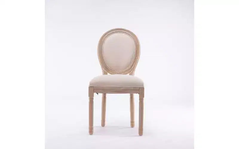 Lot de 2 chaises de salle à manger rembourrées, assise en tissu de lin de style français, chaises d'appoint pour cuisine ou salle à manger