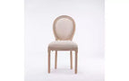 Lot de 2 chaises de salle à manger rembourrées, assise en tissu de lin de style français, chaises d'appoint pour cuisine ou salle à manger
