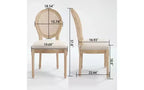 Lot de 2 chaises de salle à manger rembourrées, assise en tissu de lin de style français, chaises d'appoint pour cuisine ou salle à manger