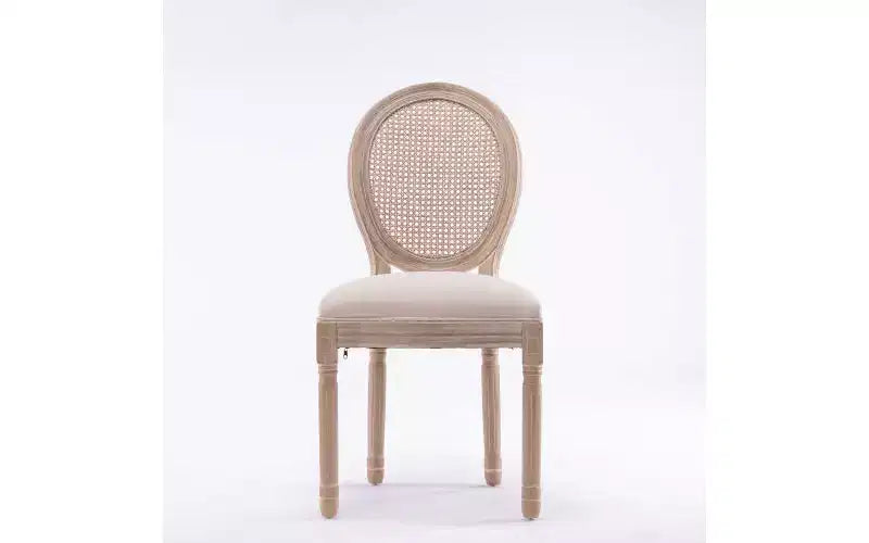Lot de 2 chaises de salle à manger rembourrées, assise en tissu de lin de style français, chaises d'appoint pour cuisine ou salle à manger