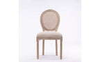 Lot de 2 chaises de salle à manger rembourrées, assise en tissu de lin de style français, chaises d'appoint pour cuisine ou salle à manger