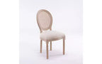 Lot de 2 chaises de salle à manger rembourrées, assise en tissu de lin de style français, chaises d'appoint pour cuisine ou salle à manger