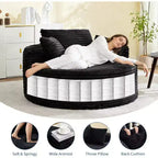 Canapé chaise longue en velours côtelé surdimensionné de 140 cm, canapé nuage profond sans structure avec oreillers pour salon et chambre