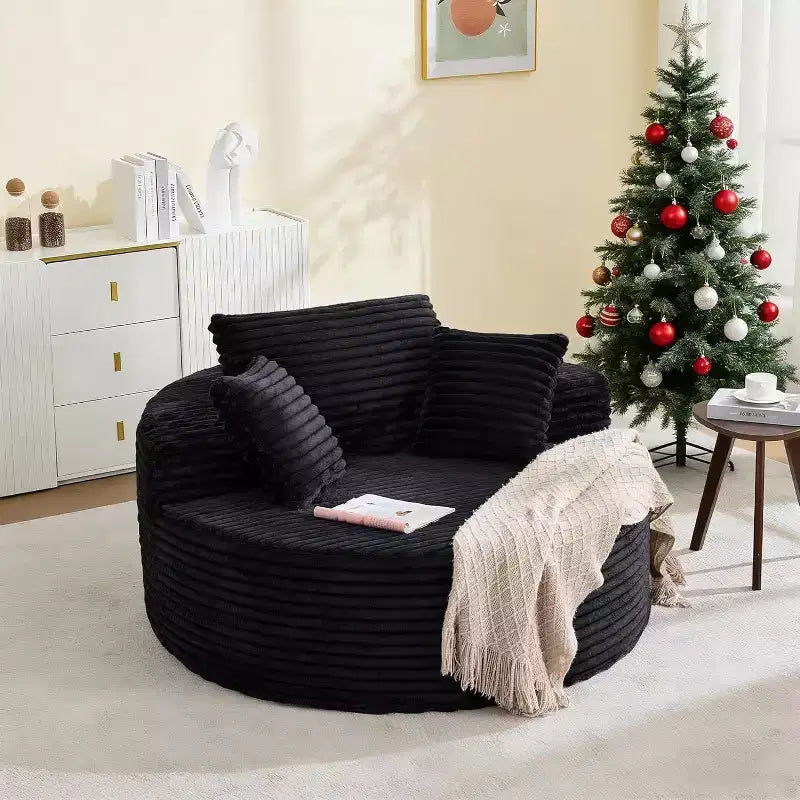 Canapé chaise longue en velours côtelé surdimensionné de 140 cm, canapé nuage profond sans structure avec oreillers pour salon et chambre