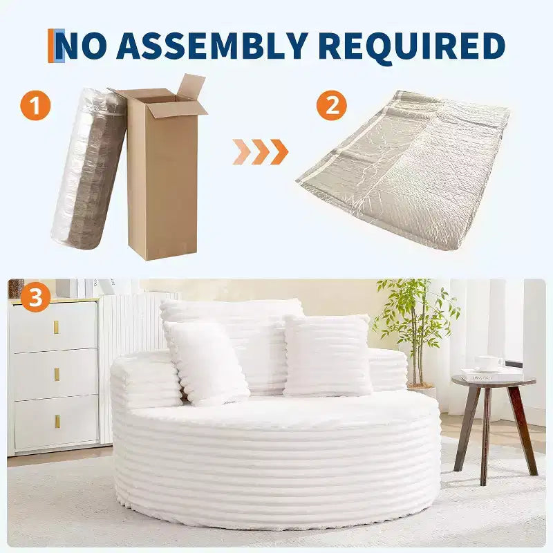 Canapé chaise longue en velours côtelé surdimensionné de 140 cm, canapé nuage profond sans structure avec oreillers pour salon et chambre