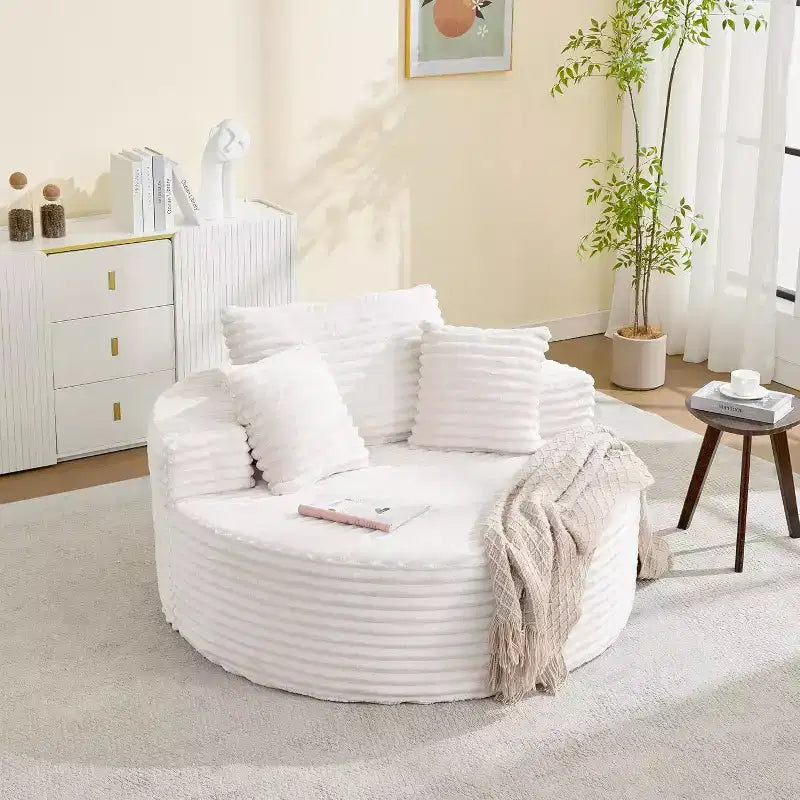 Canapé chaise longue en velours côtelé surdimensionné de 140 cm, canapé nuage profond sans structure avec oreillers pour salon et chambre