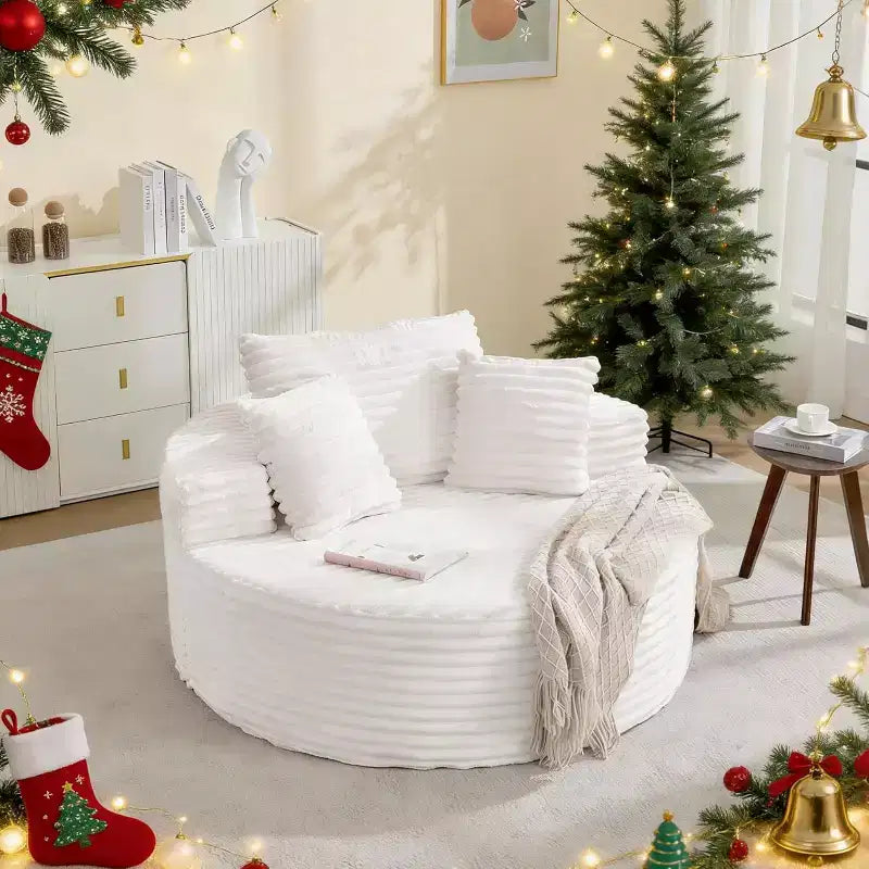 Canapé chaise longue en velours côtelé surdimensionné de 140 cm, canapé nuage profond sans structure avec oreillers pour salon et chambre