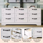 Meuble TV commode 55 po - Support (TV de 32 à 85 po), 9 tiroirs, centre de divertissement moderne en bois pour salon, chambre, appartement