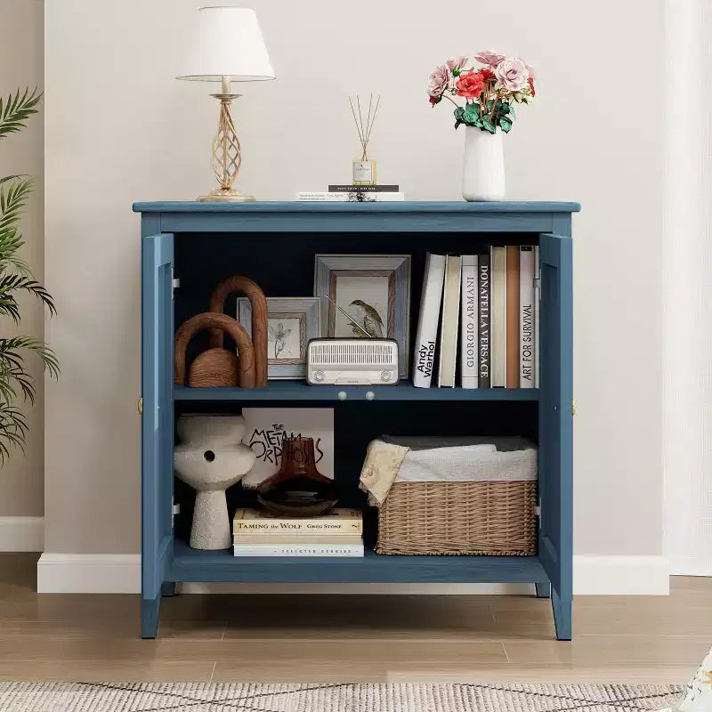 Meuble de rangement GDFStudio Jean moderne en bois géométrique embossé avec 2 portes magnétiques