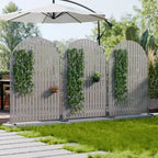 Panneaux de clôture autoportants Dovelina 72H x 47W en métal arqué pour extérieur, gris clair/marron, pour jardin, patio, terrasse, cour