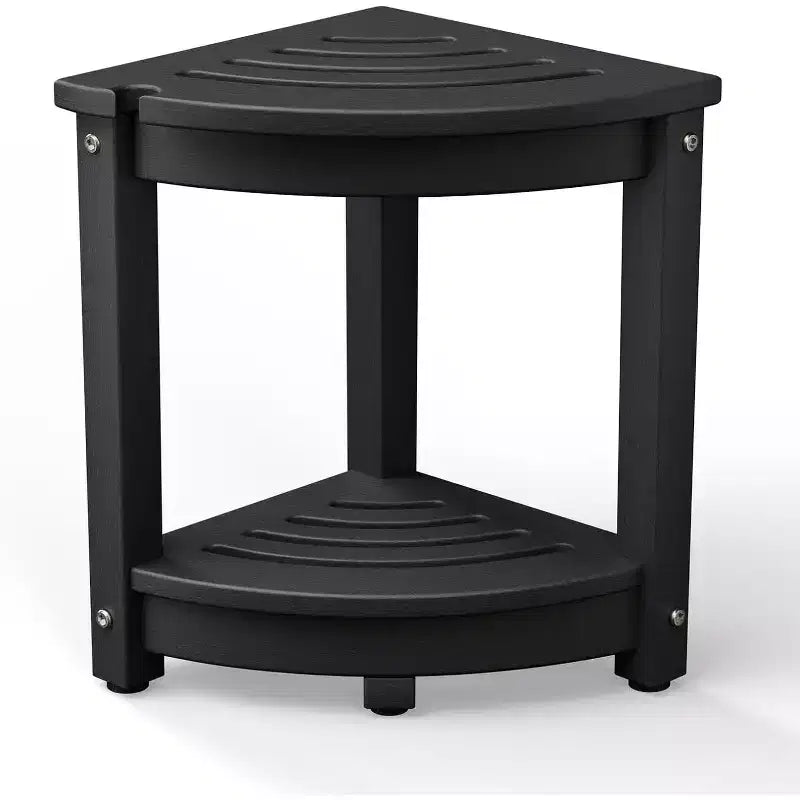 VINGLI HDPE Corner Shower Stool  Waterproof Shower Bench Seat with Storage Shelf & Showerhead Holder
