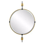 Uttermost Guardrail Antique Brass 31 x 47 3/4 Round Wall Mirror