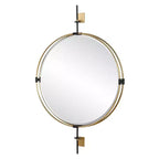 Miroir mural rond Uttermost Guardrail en laiton antique 31 x 47 3/4