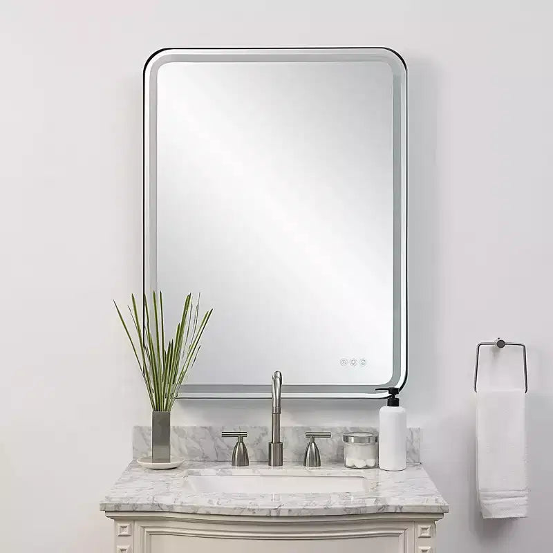 Miroir mural rectangulaire à DEL Uttermost Crofton noir satiné 30 x 40